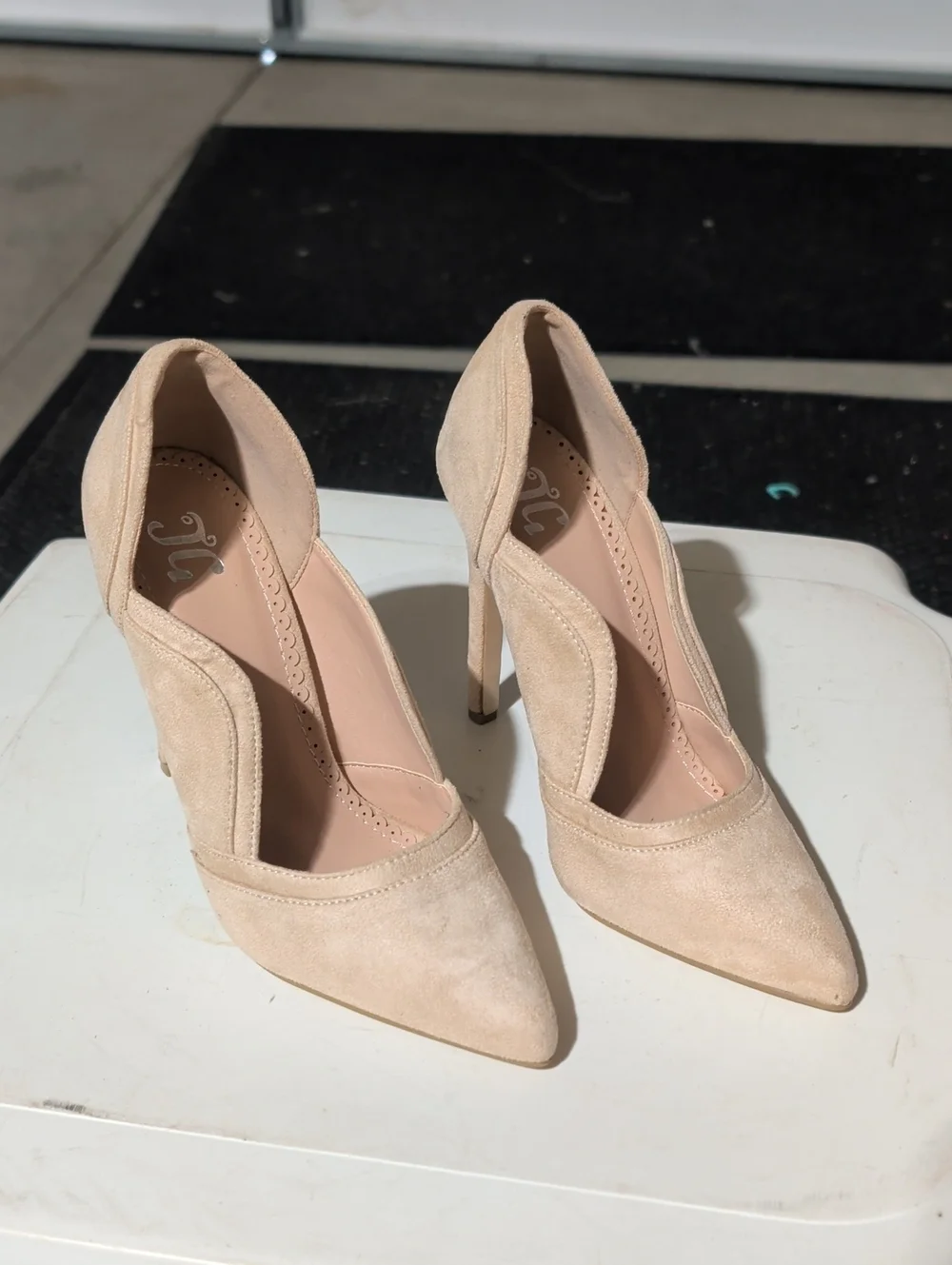 Elegant Nude Pointed Toe Suede High Heels